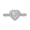 Women's S925 Sterling Silver Heart Shaped Zircon Ring Fashion Sweet Style Electroplated