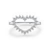 Women's S925 Sterling Silver Heartshaped Diamond Ring Light Luxury Style