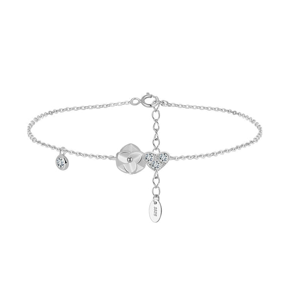 Women's S925 Sterling Silver Heartshaped Electroplated Jewelry Bracelet
