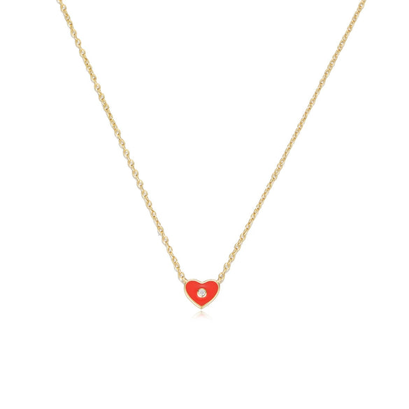 Women's S925 Sterling Silver Heartshaped Epoxy Pendant Clavicle Chain Necklace