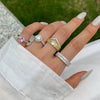 Women's S925 Sterling Silver Heartshaped Geometric Design Electroplated Ring