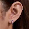 Women's S925 Sterling Silver Heartshaped Pink Zircon Earrings With Diamond Design
