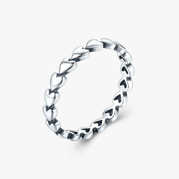 Women's S925 Sterling Silver Heartshaped Plain Simple Temperament Fine Cold Wind Stacked Index Finger Ring Jewelry Seiko