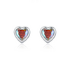 Women's S925 Sterling Silver Heartshaped Ring Earrings With Love Water Drops Bell Pattern And Inlay Design