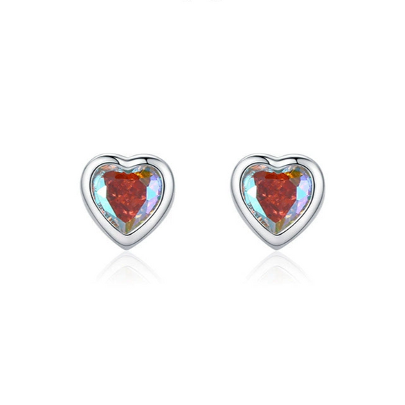 Women's S925 Sterling Silver Heartshaped Ring Earrings With Love Water Drops Bell Pattern And Inlay Design