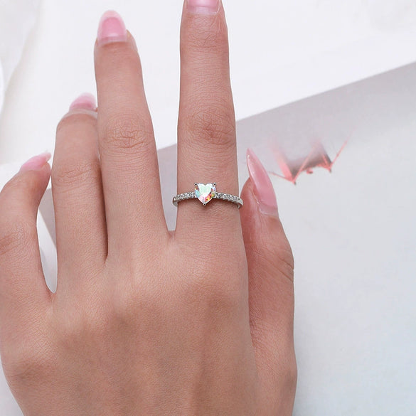 Women's S925 Sterling Silver Heartshaped Ring Earrings With Love Water Drops Bell Pattern And Inlay Design