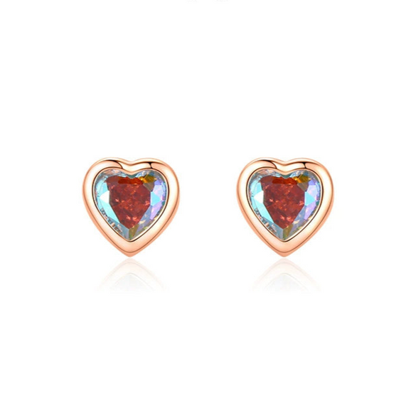 Women's S925 Sterling Silver Heartshaped Ring Earrings With Love Water Drops Bell Pattern And Inlay Design