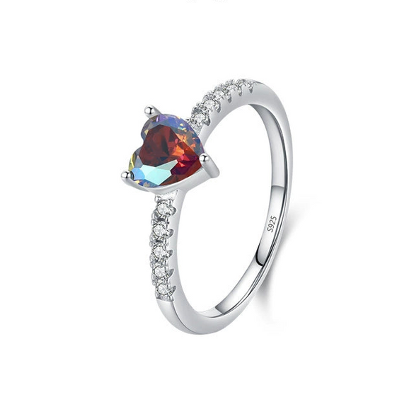 Women's S925 Sterling Silver Heartshaped Ring Earrings With Love Water Drops Bell Pattern And Inlay Design
