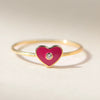 Women's S925 Sterling Silver Heartshaped Ring With Diamond And Glue Design