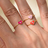 Women's S925 Sterling Silver Heartshaped Ring With Diamond And Glue Design