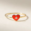 Women's S925 Sterling Silver Heartshaped Ring With Diamond And Glue Design