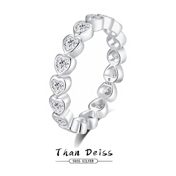 Women's S925 Sterling Silver Heartshaped Ring With Zircon And Simple Style