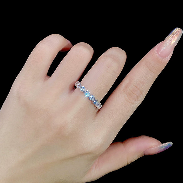 Women's S925 Sterling Silver Heartshaped Ring With Zircon And Simple Style