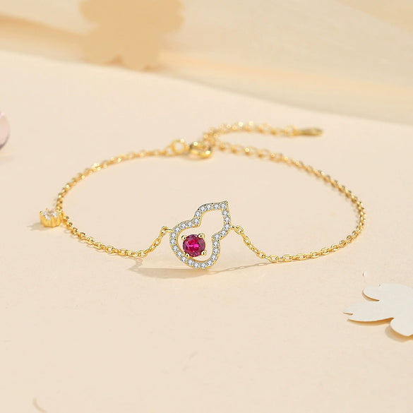 Women's S925 Sterling Silver Hollowout Geometric Flower Pattern Electroplated Gourd Bracelet Jewelry
