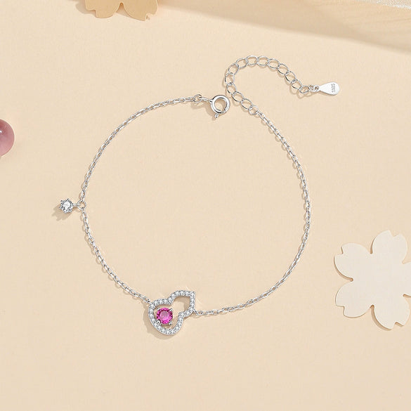 Women's S925 Sterling Silver Hollowout Geometric Flower Pattern Electroplated Gourd Bracelet Jewelry