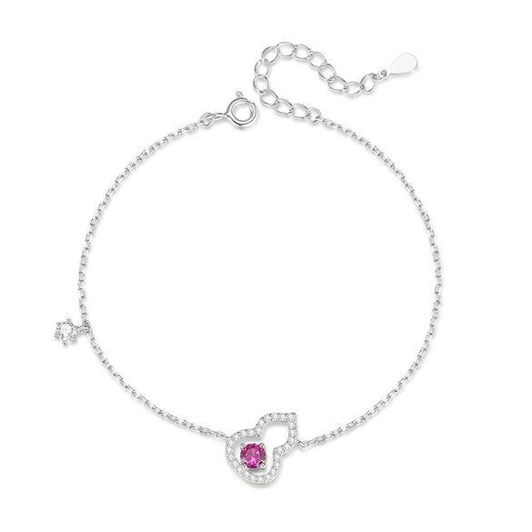 Women's S925 Sterling Silver Hollowout Geometric Flower Pattern Electroplated Gourd Bracelet Jewelry