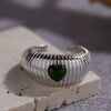 Women's S925 Sterling Silver Inlaid Natural Garnet Diopside Topaz Heart Ring With Geometric And Floral Patterns