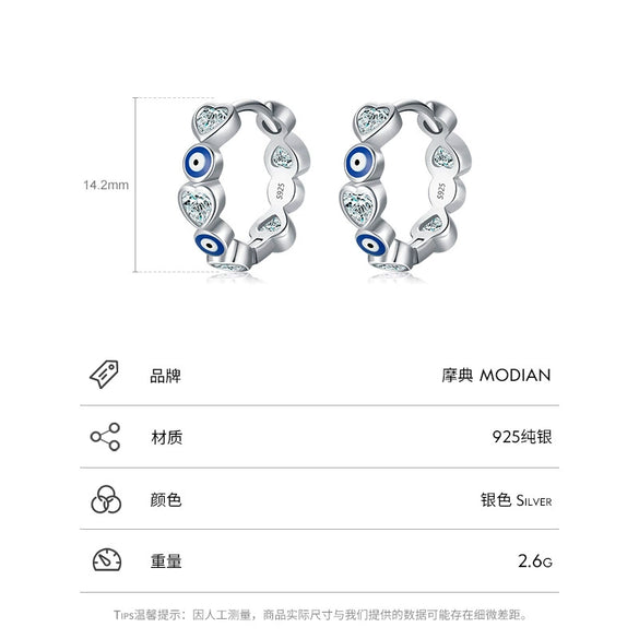 Women's S925 Sterling Silver Inlaid Zircon Earrings With Love Heart Water Drop Bell Pattern