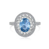 Women's S925 Sterling Silver Light Luxury Geometric Ring With Electroplating And Blue Ice Flower Cut Zircon