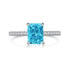 Women's S925 Sterling Silver Light Luxury Geometric Ring With Electroplating And Blue Ice Flower Cut Zircon