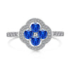Women's S925 Sterling Silver Light Luxury Geometric Ring With Electroplating And Blue Ice Flower Cut Zircon