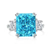 Women's S925 Sterling Silver Light Luxury Geometric Ring With Electroplating And Blue Ice Flower Cut Zircon