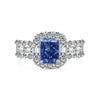 Women's S925 Sterling Silver Light Luxury Geometric Ring With Electroplating And Blue Ice Flower Cut Zircon