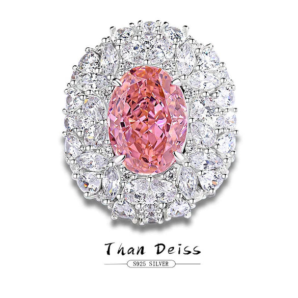Women's S925 Sterling Silver Light Pink Pigeon Egg Diamond Ring