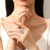 Women's S925 Sterling Silver Light Pink Pigeon Egg Diamond Ring