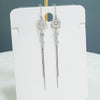 Women's S925 Sterling Silver Long Tassel Drop Earrings Elegant Simple Floral Geometric Dangle Earrings
