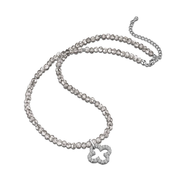 Women's S925 Sterling Silver Love Four Leaf Clover Pendant Necklace With Heart And Flower Pattern Electroplated