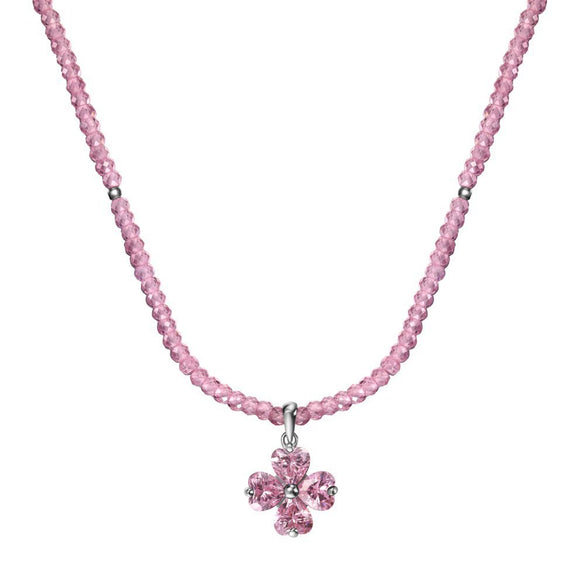 Women's S925 Sterling Silver Love Four Leaf Clover Pendant Necklace With Heart And Flower Pattern Electroplated