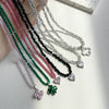 Women's S925 Sterling Silver Love Four Leaf Clover Pendant Necklace With Heart And Flower Pattern Electroplated
