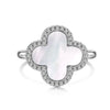 Women's S925 Sterling Silver Love Four Leaf Clover Zircon Separable Design Ring