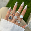 Women's S925 Sterling Silver Love Four Leaf Clover Zircon Separable Design Ring