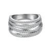 Women's S925 Sterling Silver Love Geometric Row Drill Electroplated Ring