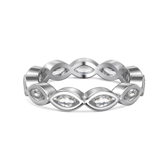 Women's S925 Sterling Silver Love Geometric Row Drill Electroplated Ring