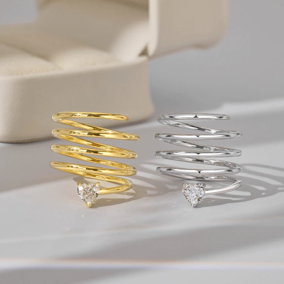 Women's S925 Sterling Silver Love Geometric Row Drill Electroplated Ring