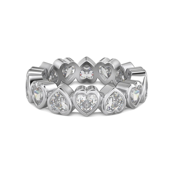 Women's S925 Sterling Silver Love Geometric Row Drill Electroplated Ring