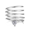 Women's S925 Sterling Silver Love Geometric Row Drill Electroplated Ring