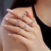 Women's S925 Sterling Silver Love Geometric Row Drill Electroplated Ring