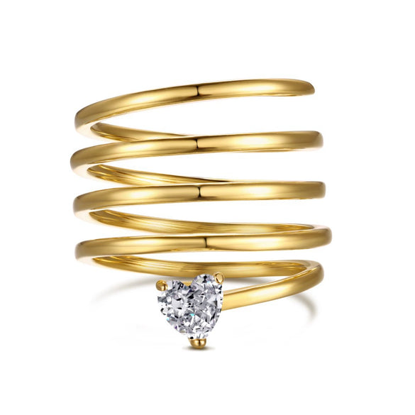 Women's S925 Sterling Silver Love Geometric Row Drill Electroplated Ring