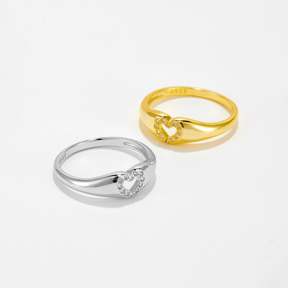 Women's S925 Sterling Silver Love Simple Allmatch Stacked Ring With Geometric Design And Platinum Or 18K Gold Electroplating