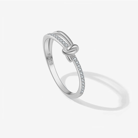 Women's S925 Sterling Silver Love Simple Allmatch Stacked Ring With Geometric Design And Platinum Or 18K Gold Electroplating