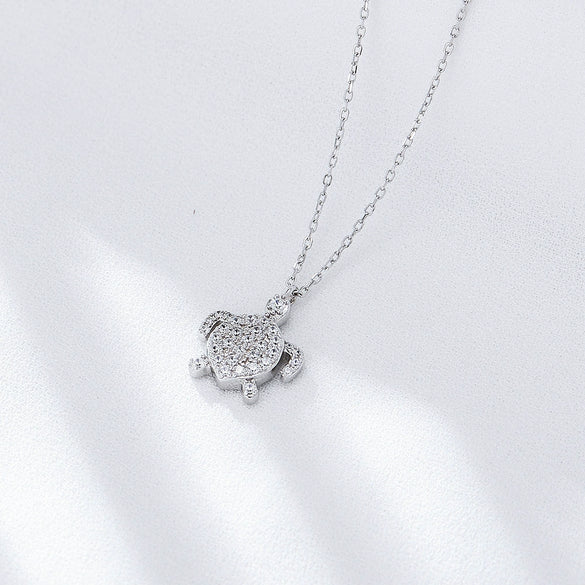 Women's S925 Sterling Silver Microinlaid Zircon Turtle Animal Clavicle Chain Necklace