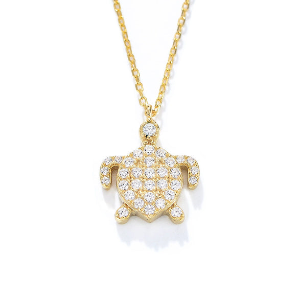 Women's S925 Sterling Silver Microinlaid Zircon Turtle Animal Clavicle Chain Necklace
