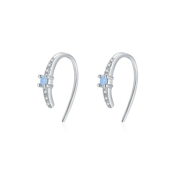 Women's S925 Sterling Silver Micropaved Zircon Inlaid Geometric Earrings Casual Fashionable Simple Design