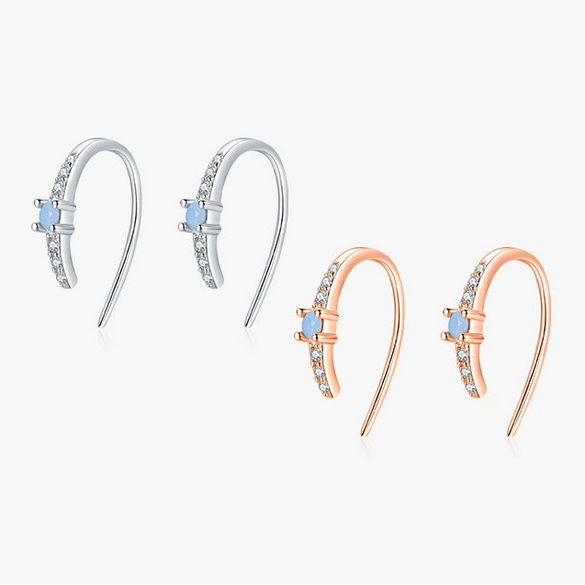 Women's S925 Sterling Silver Micropaved Zircon Inlaid Geometric Earrings Casual Fashionable Simple Design