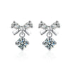Women's S925 Sterling Silver Moissanite Bow Tie Earrings Light Luxury Niche Design