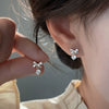 Women's S925 Sterling Silver Moissanite Bow Tie Earrings Light Luxury Niche Design